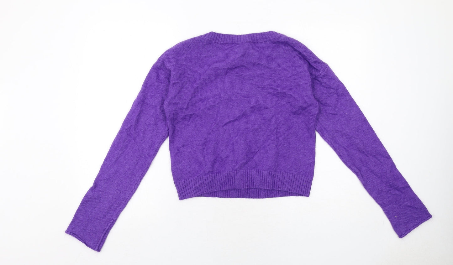 H&M Womens Purple Round Neck Polyamide Pullover Jumper Size 6 - Dollar