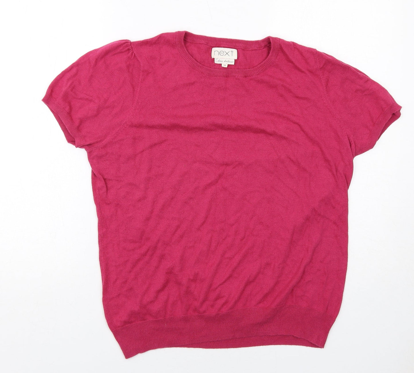 NEXT Womens Orange Cotton Basic Blouse Size 12 Round Neck