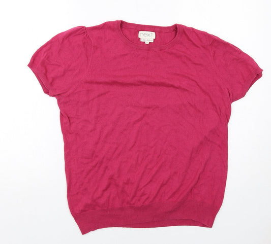 NEXT Womens Orange Cotton Basic Blouse Size 12 Round Neck