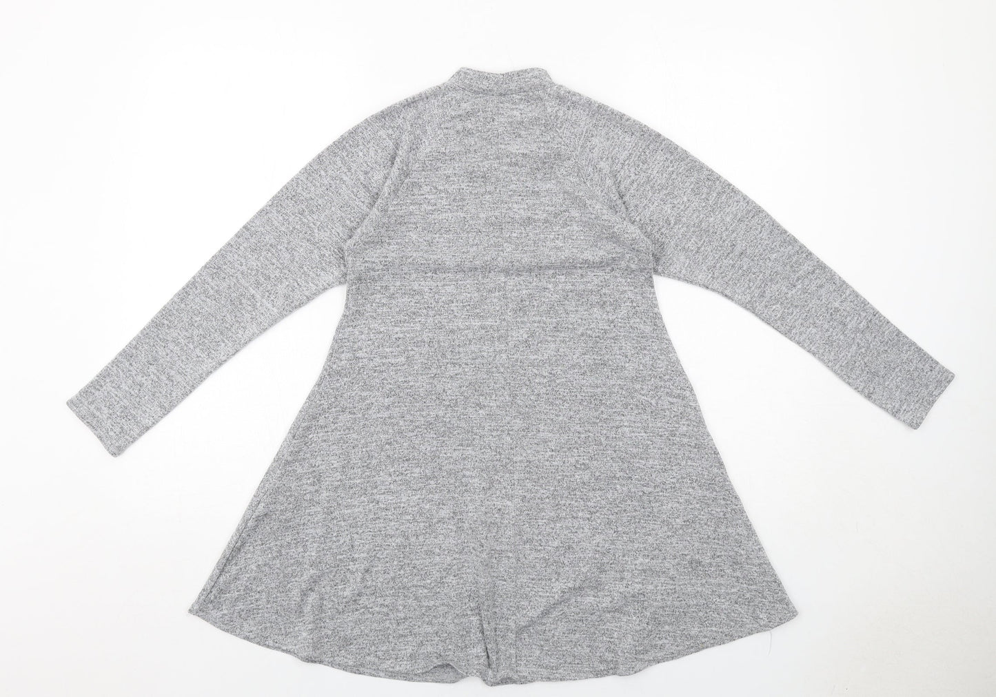 New Look Womens Grey Polyester Jumper Dress Size 10 Round Neck Pullover