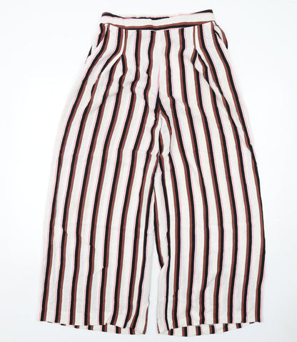 Monki Womens Multicoloured Striped Viscose Trousers Size S Regular