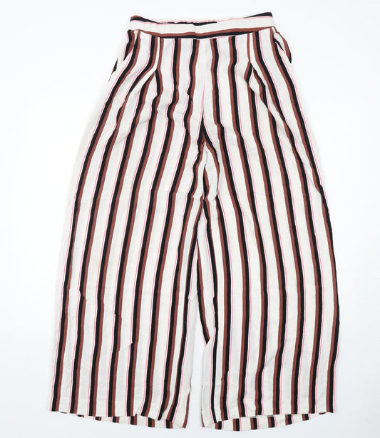 Monki Womens Multicoloured Striped Viscose Trousers Size S Regular