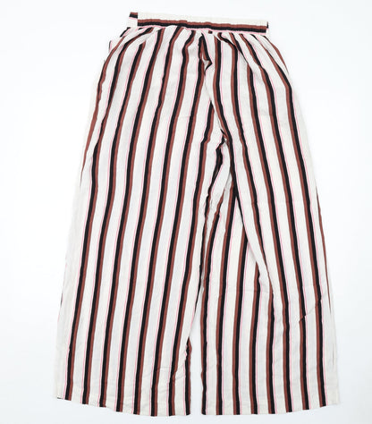 Monki Womens Multicoloured Striped Viscose Trousers Size S Regular
