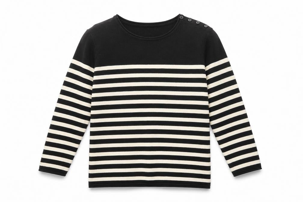 H&M Womens Black Boat Neck Striped Acrylic Pullover Jumper Size XS