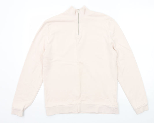 ASOS Womens Pink Cotton Pullover Sweatshirt Size S Zip