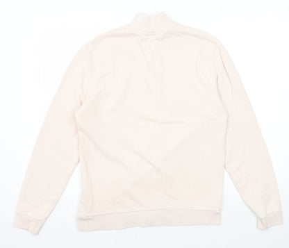 Back view of ASOS women’s pink cotton pullover sweatshirt, size S, zip