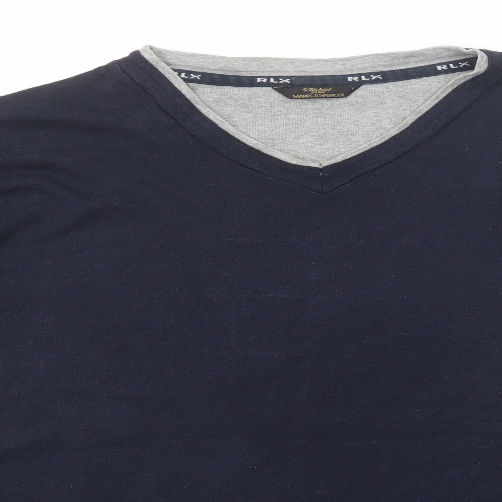 Marks and Spencer Mens Blue Viscose Pullover Sweatshirt Size L Push Lock