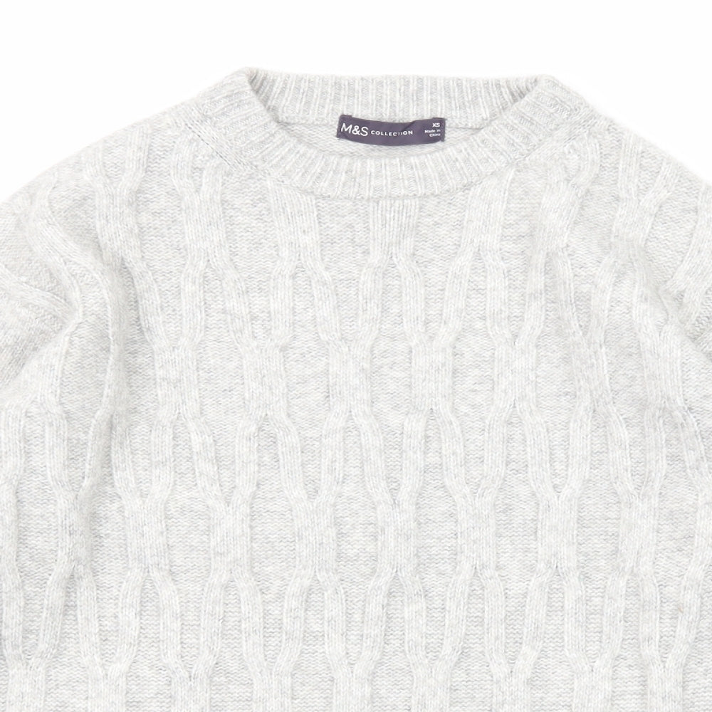 Marks and Spencer Womens Grey Crew Neck Polyester Pullover Jumper Size XS - Textured