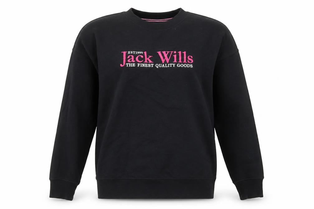 Jack Wills Womens Black Cotton Pullover Sweatshirt Size 6 Pullover