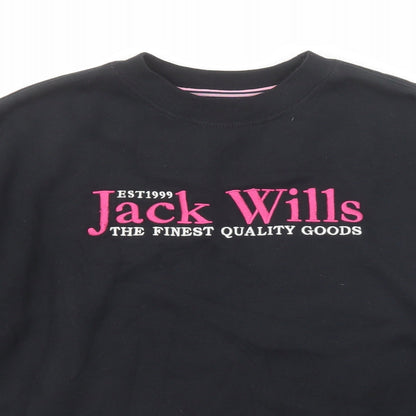 Jack Wills Womens Black Cotton Pullover Sweatshirt Size 6 Pullover