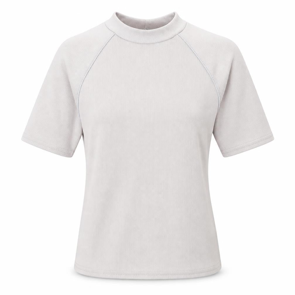 ASOS Womens Grey Polyester Basic T-Shirt Size 12 Mock Neck