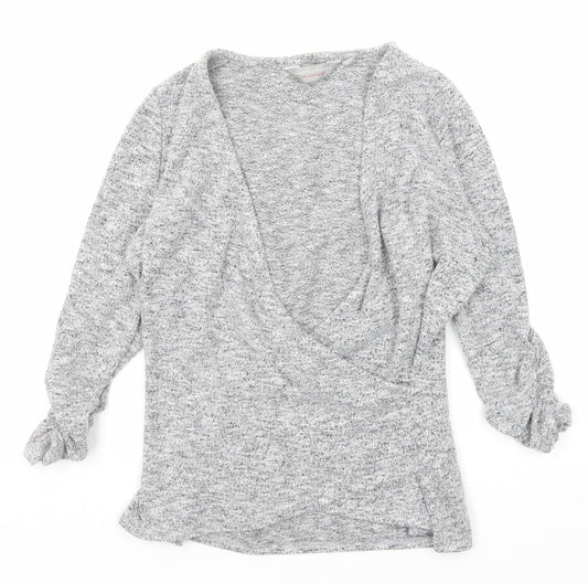 Dorothy Perkins Womens Grey V-Neck Polyester Pullover Jumper Size 8 - Wrap Style