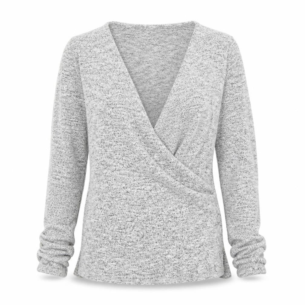 Dorothy Perkins Womens Grey V-Neck Polyester Pullover Jumper Size 8 - Wrap Style