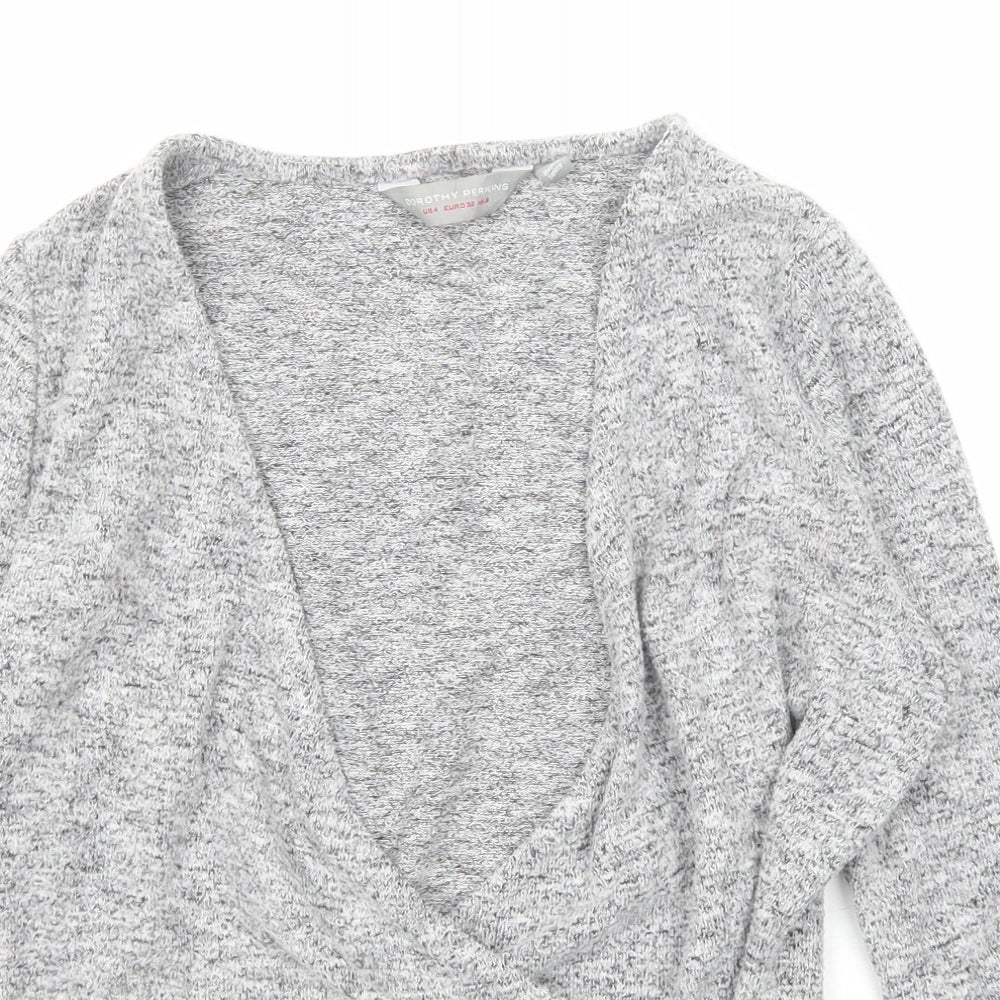 Dorothy Perkins Womens Grey V-Neck Polyester Pullover Jumper Size 8 - Wrap Style