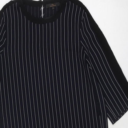 Next Womens Blue Striped Polyester Shirt Dress Size 10 Round Neck Button