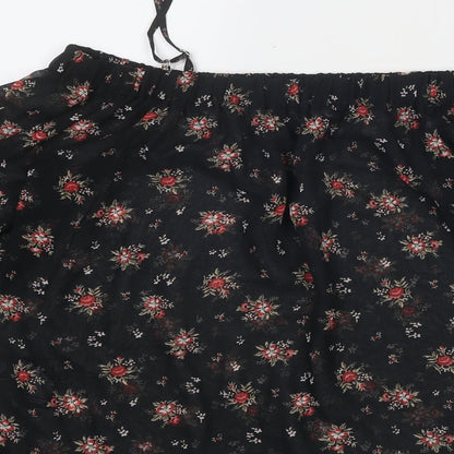 Marks & Spencer Womens Black Geometric Polyester Basic Blouse Size 10 Square Neck - Cold Shoulder