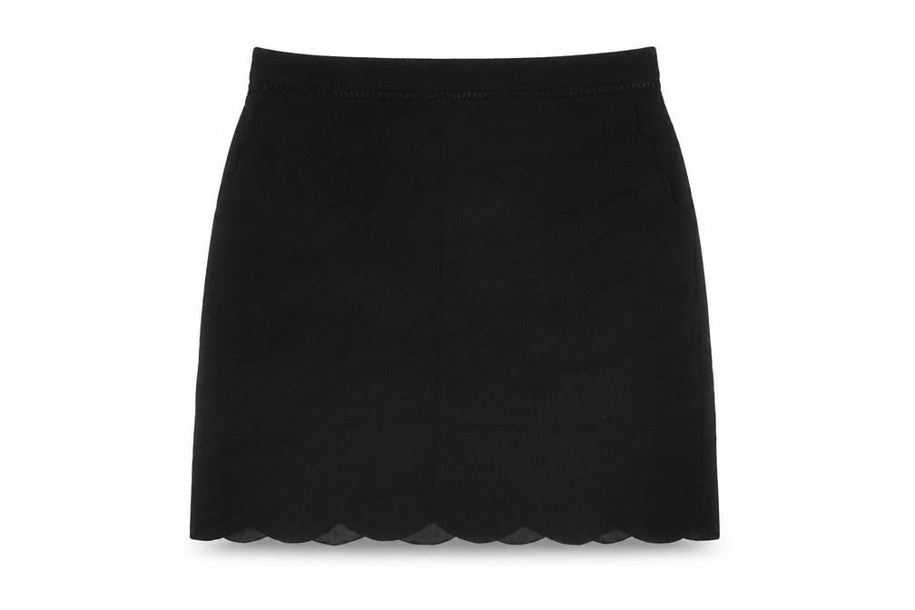 Oasis Womens Black Polyester A-Line Skirt Size 10 Zip