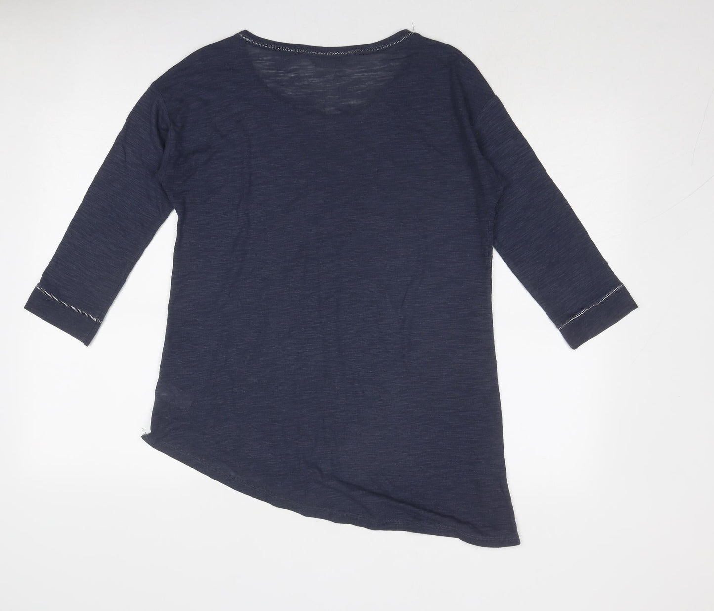 NEXT Womens Blue Polyester Basic T-Shirt Size 12 Round Neck - Forever Always, Asymmetric