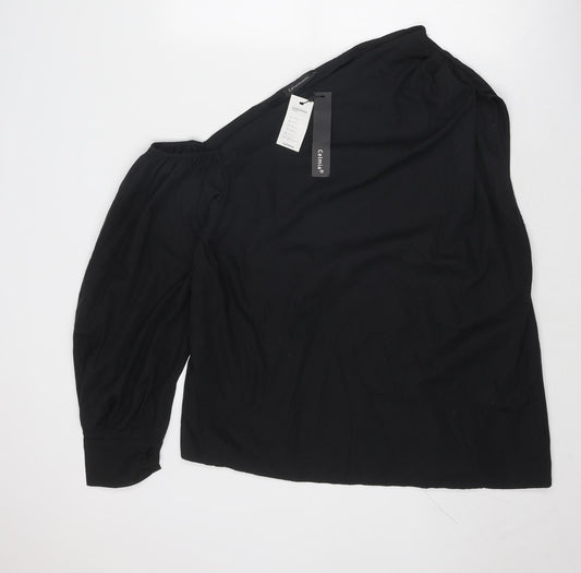 Celmia Womens Black Polyester Basic Blouse Size 4XL One Shoulder
