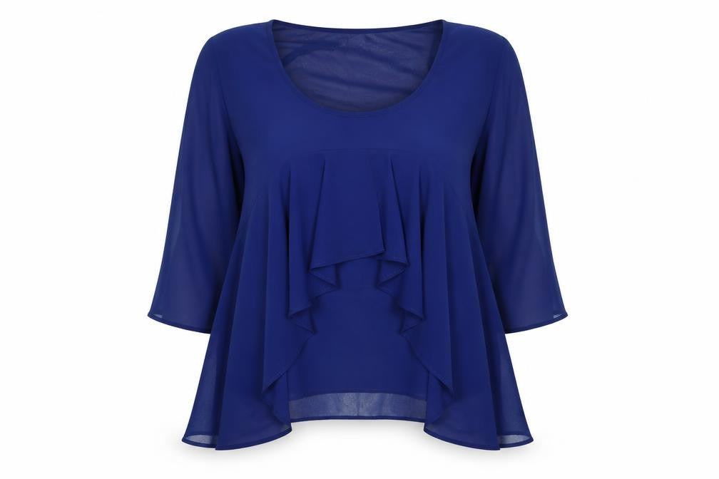 Ultra Pink Womens Blue Polyester Basic Blouse Size L Round Neck