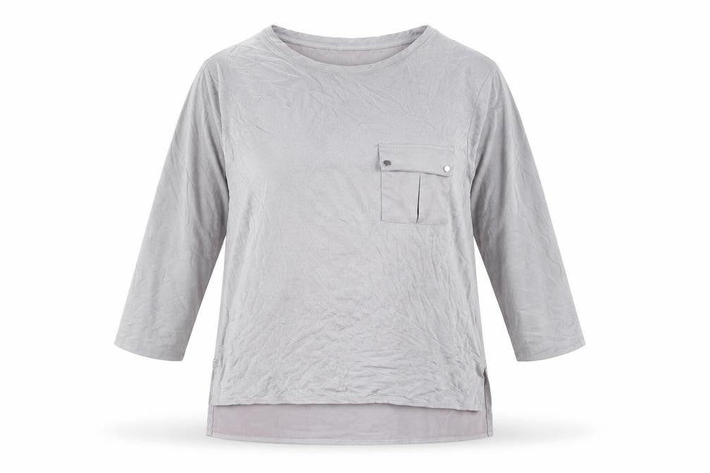 New Look Womens Grey Viscose Basic Blouse Size 12 Round Neck
