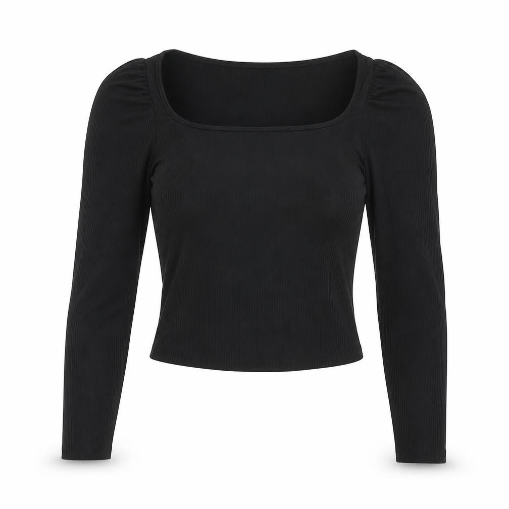Lola Skye Womens Black Polyester Basic T-Shirt Size 10 Boat Neck - Ribbed