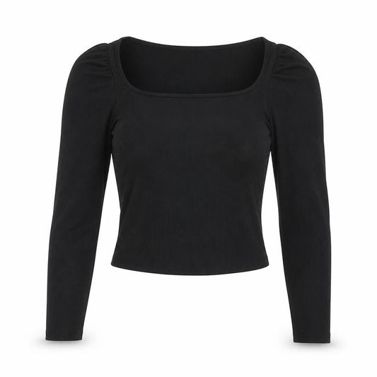 Lola Skye Womens Black Polyester Basic T-Shirt Size 10 Boat Neck - Ribbed