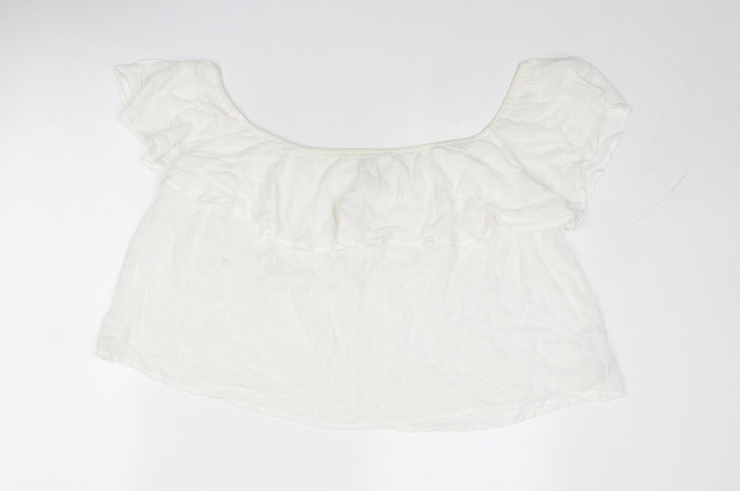 New Look Womens White Viscose Basic Blouse Size 12 Off the Shoulder