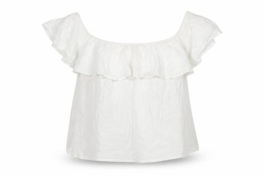 New Look Womens White Viscose Basic Blouse Size 12 Off the Shoulder