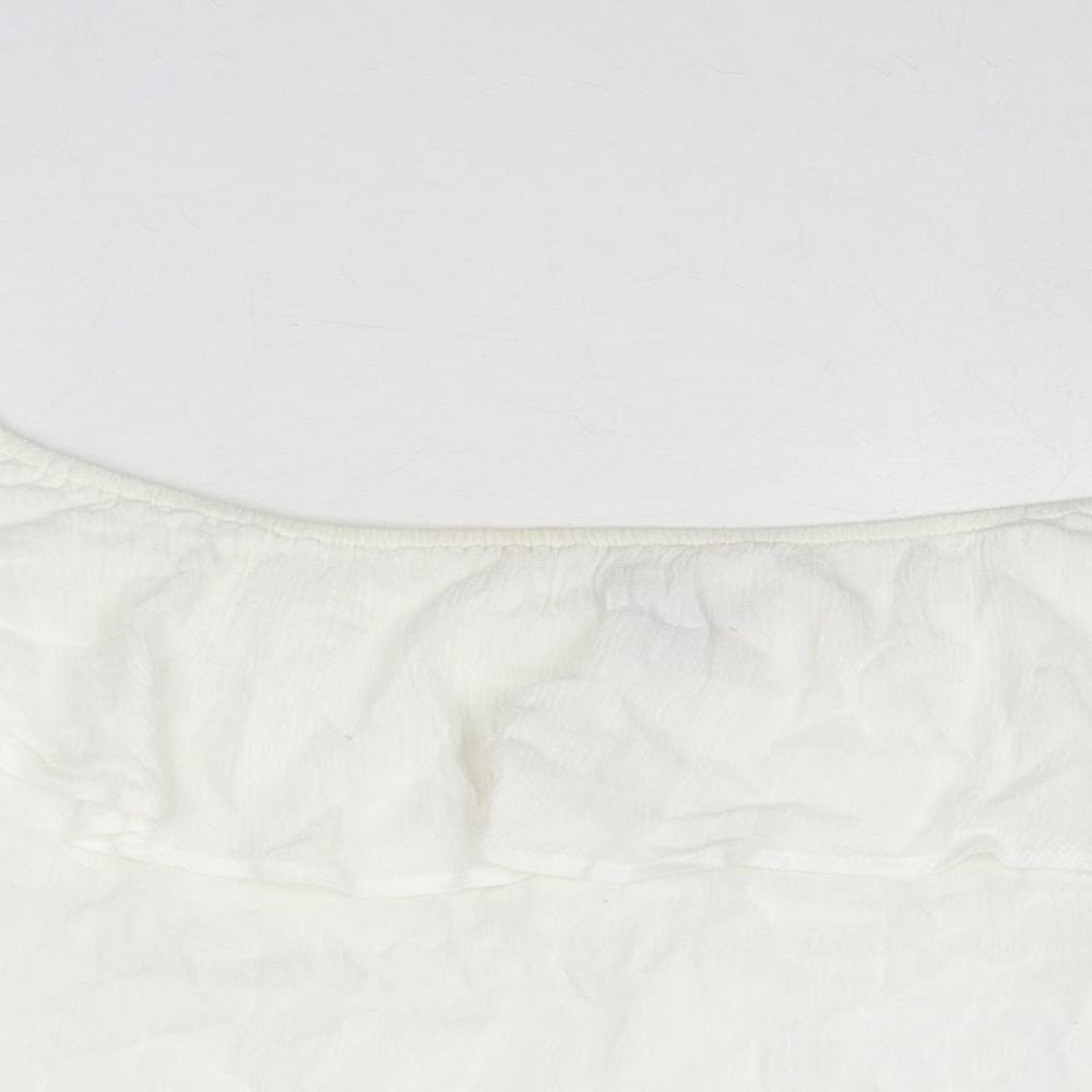 New Look Womens White Viscose Basic Blouse Size 12 Off the Shoulder