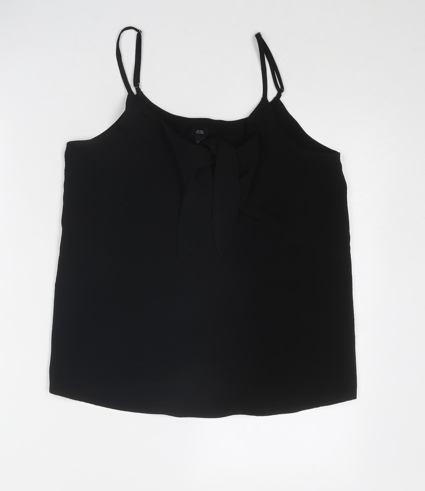 River Island Womens Black Polyester Camisole Tank Size 10 Round Neck