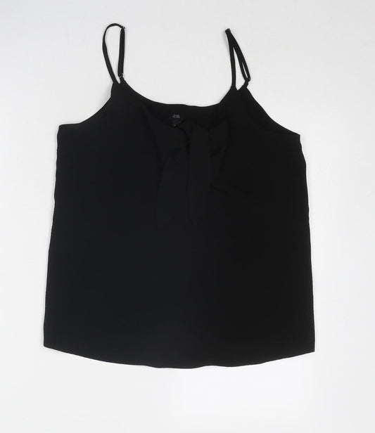 River Island Womens Black Polyester Camisole Tank Size 10 Round Neck