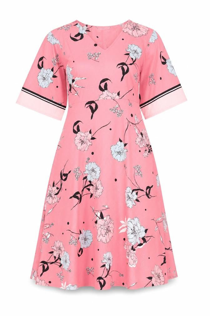 Principles Womens Pink Floral Polyester A-Line Size 10 V-Neck Pullover