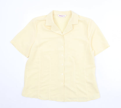 Bonmarché Womens Yellow Polyester Basic Button-Up Size 16 Collared