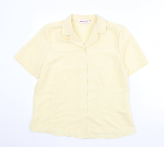 Bonmarché Womens Yellow Polyester Basic Button-Up Size 16 Collared