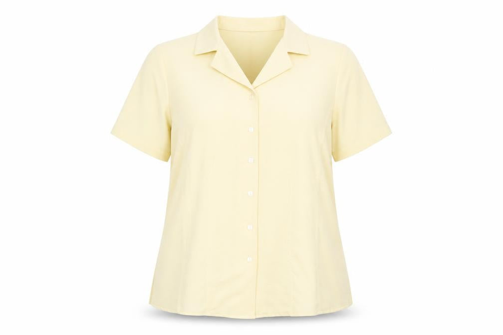 Bonmarché Womens Yellow Polyester Basic Button-Up Size 16 Collared