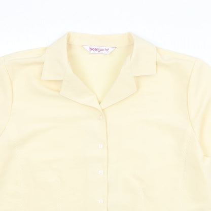Bonmarché Womens Yellow Polyester Basic Button-Up Size 16 Collared