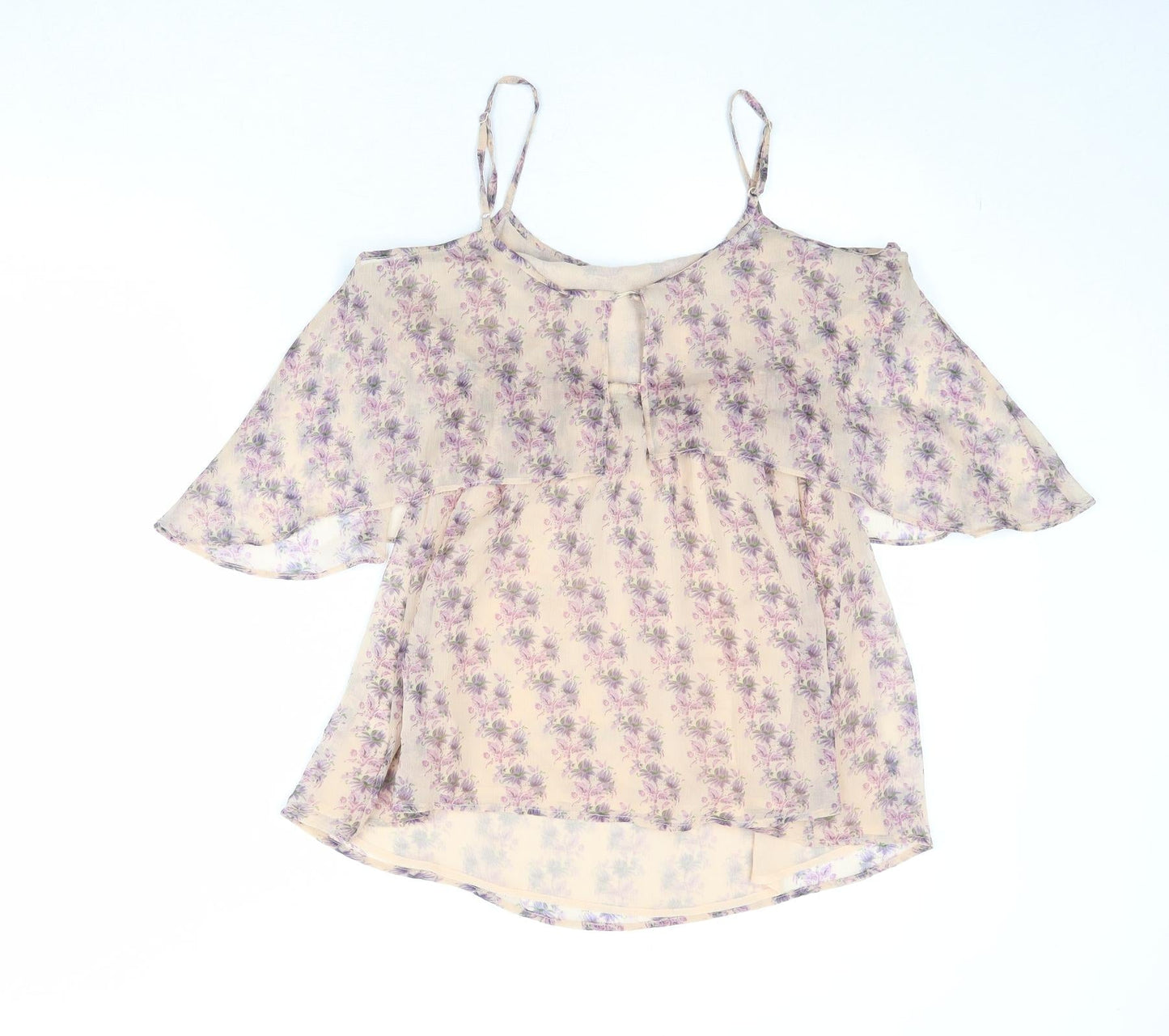Topshop Womens Beige Geometric Polyester Basic Tank Size 10 Round Neck