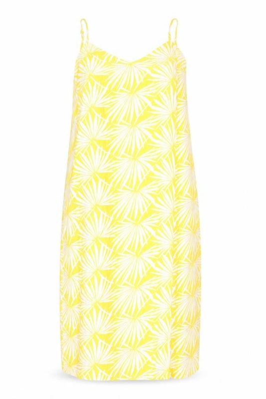 Marks & Spencer Womens Yellow Geometric Viscose Tank Dress Size 12 V-Neck Pullover