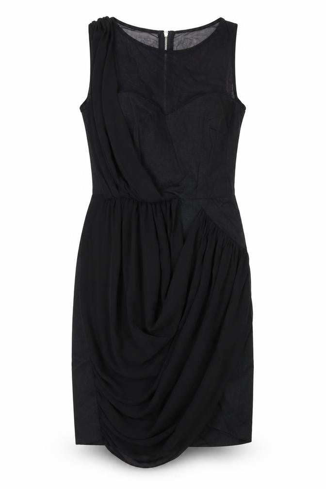 Warehouse Womens Black Cotton A-Line Size 10 Round Neck Zip