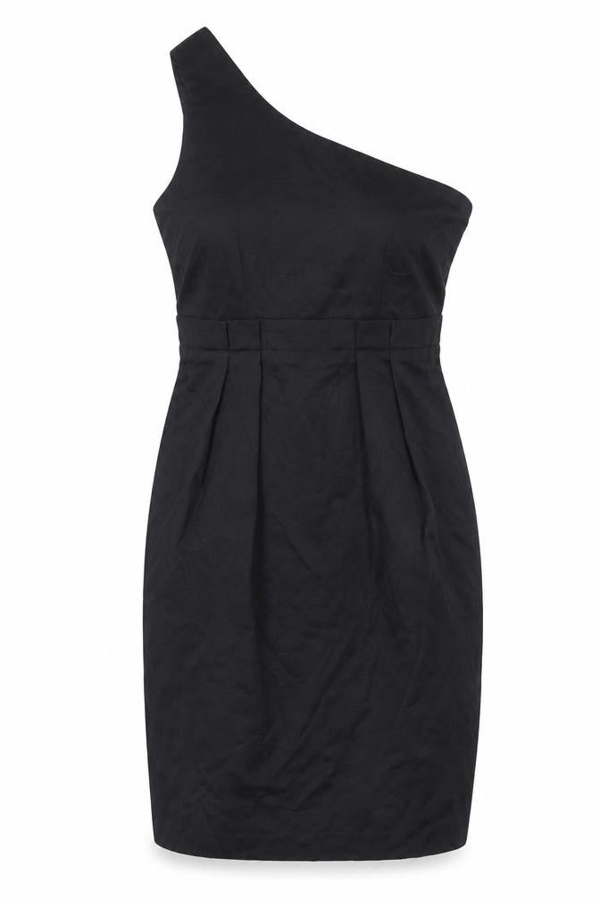 ASOS Womens Black Cotton A-Line Size 12 One Shoulder Zip