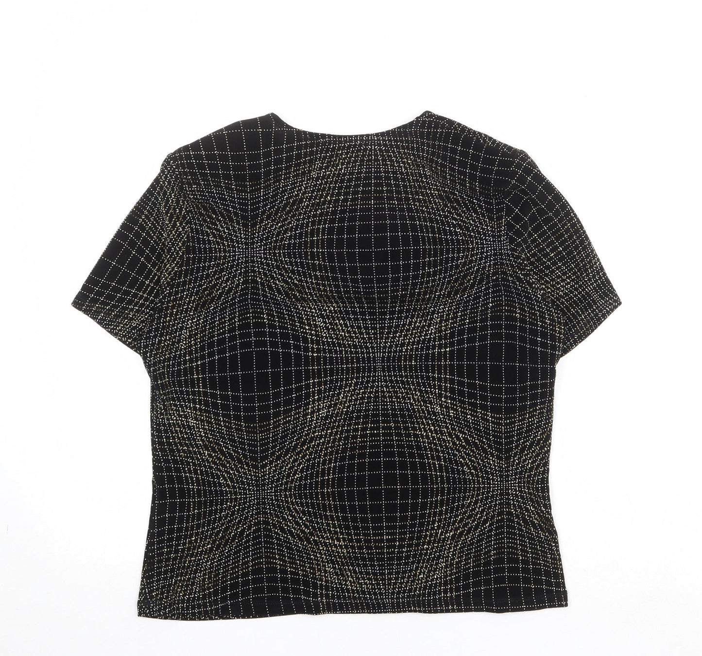 Piacenza Womens Black Geometric Polyester Basic Blouse Size 18 V-Neck