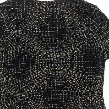 Piacenza Womens Black Geometric Polyester Basic Blouse Size 18 V-Neck