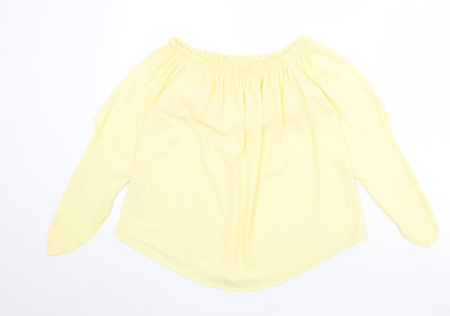 Zara Womens Yellow Polyester Basic Blouse Size M Round Neck