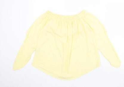 Zara Womens Yellow Polyester Basic Blouse Size M Round Neck