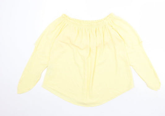 Zara Womens Yellow Polyester Basic Blouse Size M Round Neck