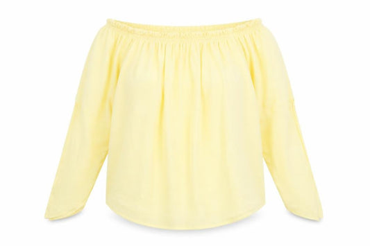 Zara Womens Yellow Polyester Basic Blouse Size M Round Neck