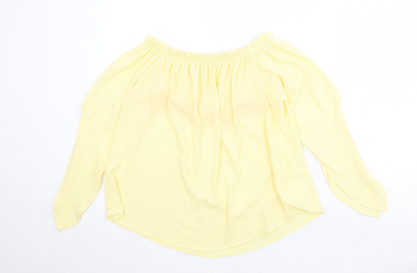 Zara Womens Yellow Polyester Basic Blouse Size M Round Neck