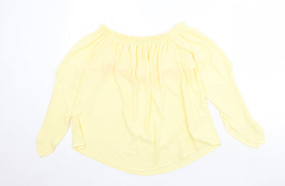 Zara Womens Yellow Polyester Basic Blouse Size M Round Neck