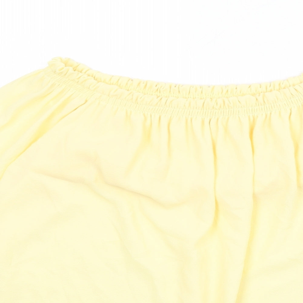 Zara Womens Yellow Polyester Basic Blouse Size M Round Neck